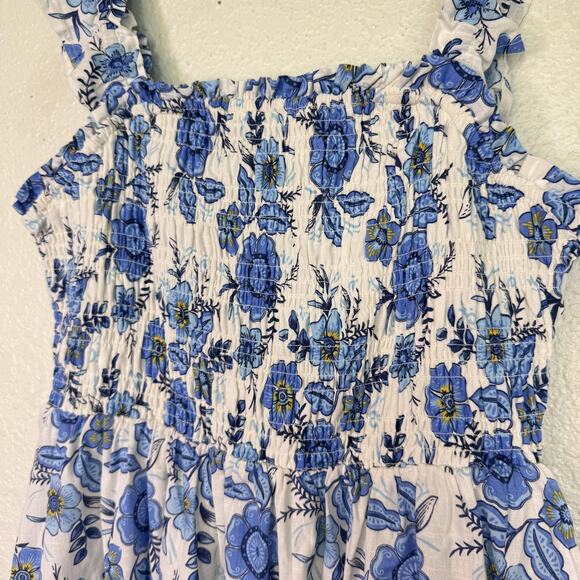 Haute Hippie Dress Womens 12 Floral Smocked Midi Ruffle Boho Mommy N Me NEW - Picture 5 of 12